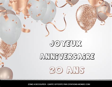 Carte danniversaire 20 ans à faire soi